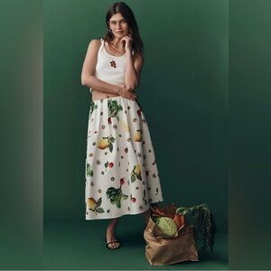 NWT Maeve x Anthropologie The Jacie Poplin Printed Midi
Vegetable Skirt